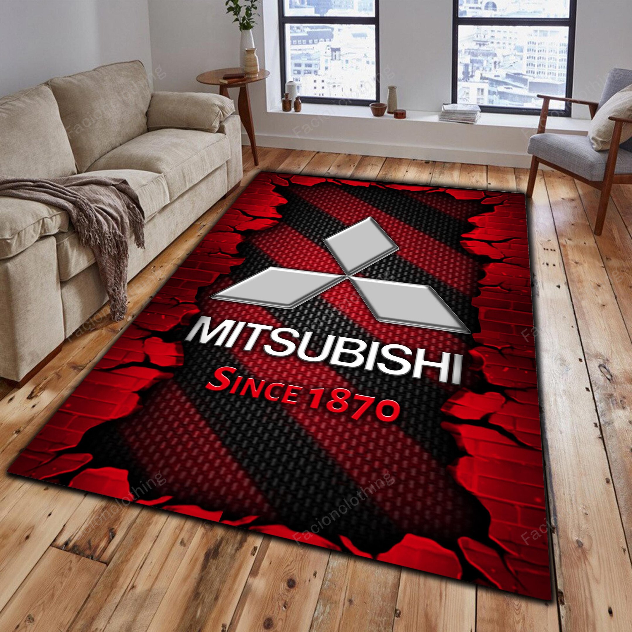 Sportswearmerch Mitsubishi Car Personalized Rug For Fan