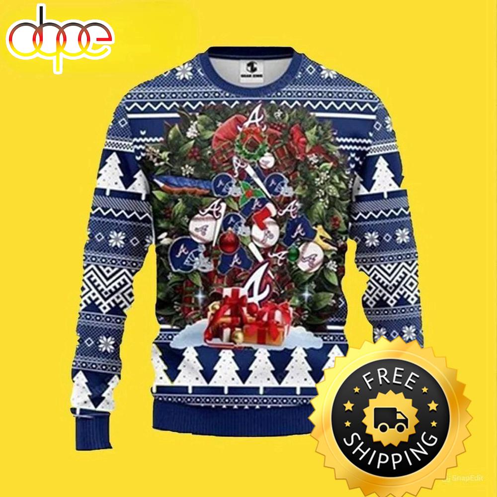 Sportswearmerch MLB Atlanta Braves MLB x Christmas Tree Ugly Christmas Sweater For Fan