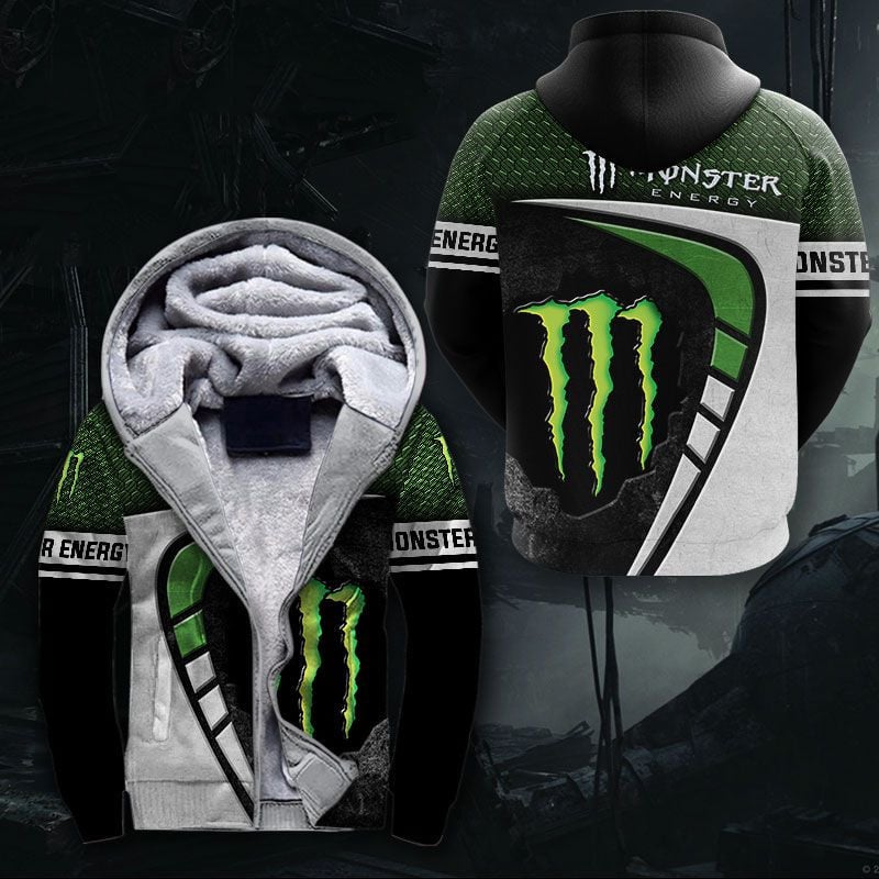 Sportswearmerch Monster Energy Personalized Fashion Fleece Zip Hoodie Jacket For Fan