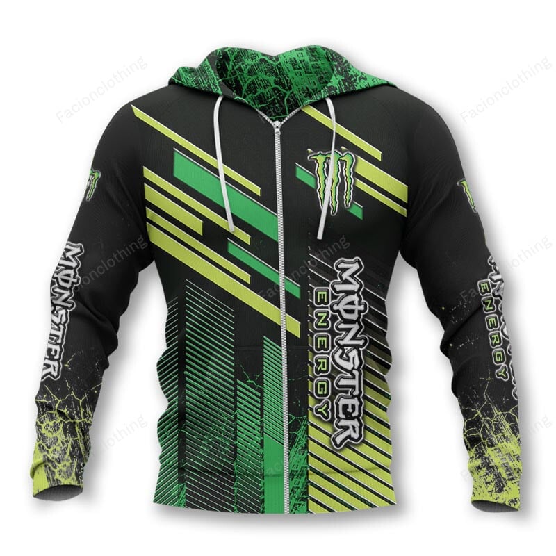 Sportswearmerch Monster Energy Personalized Zip Hoodie For Fan