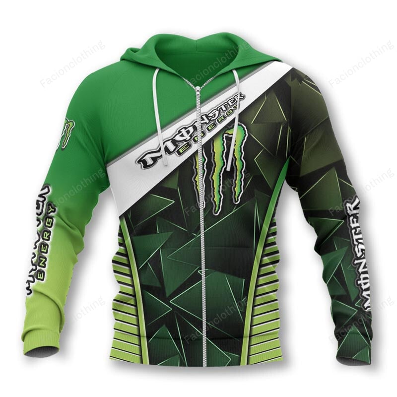 Sportswearmerch Monster Energy Personalized Zip Hoodie For Fan
