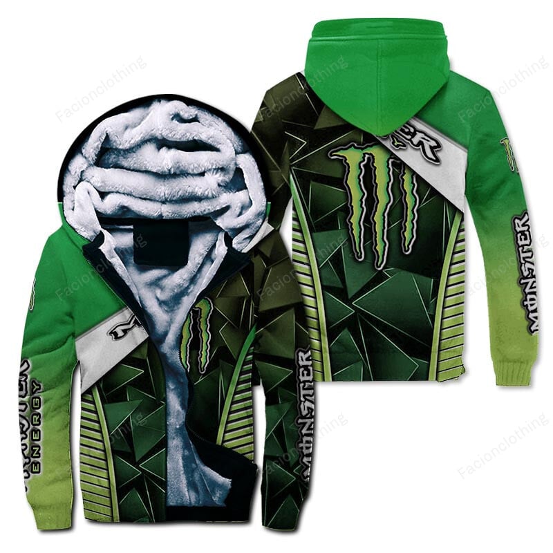 Sportswearmerch Monster Energy Personalized Zip Hoodie Velvet Hoodie For Fan