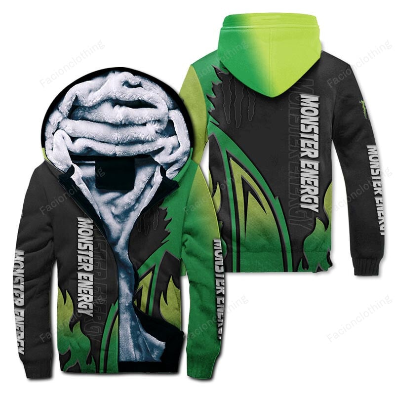 Sportswearmerch Monster Energy Personalized Zip Hoodie Velvet Hoodie For Fan