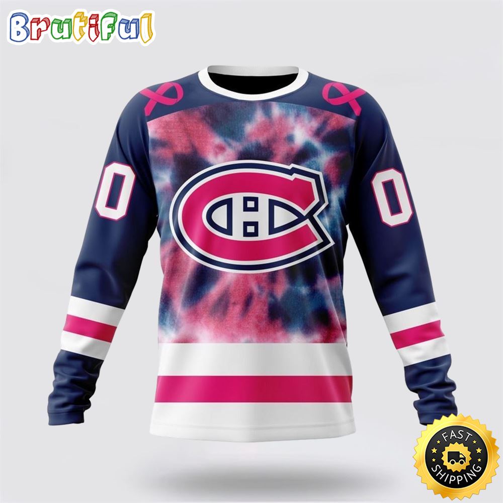 Sportswearmerch Montréal Canadiens NHL Crewneck Pink October Fight Breast Cancer Personalized Sweater For Fan