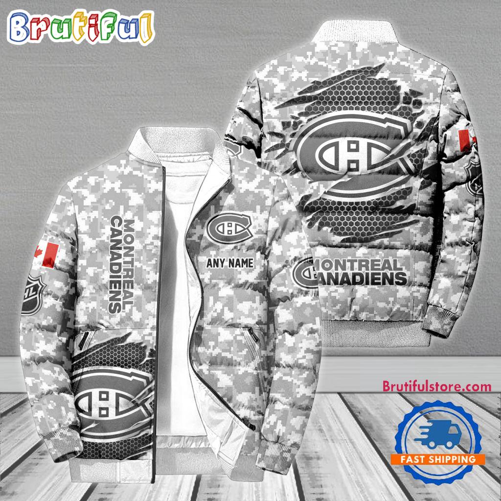 Sportswearmerch Montréal Canadiens NHL Special Camo Honor Veterans Puffer Jacket For Fan