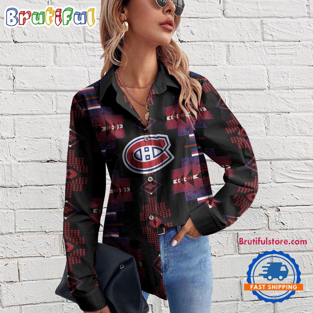 Sportswearmerch Montréal Canadiens NHL Special Native American Women's Casual Shirt For Fan