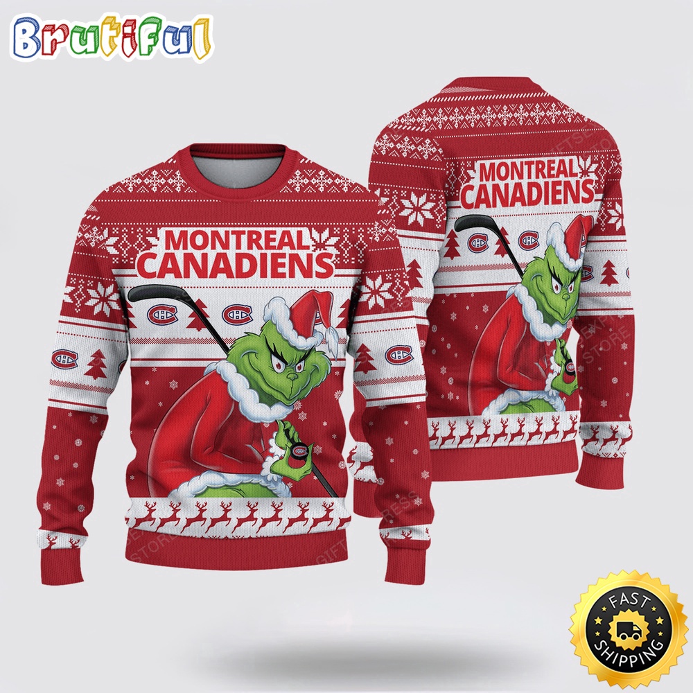 Sportswearmerch Montréal Canadiens NHL Sweater Grinch Personalized Christmas Sweater For Fan