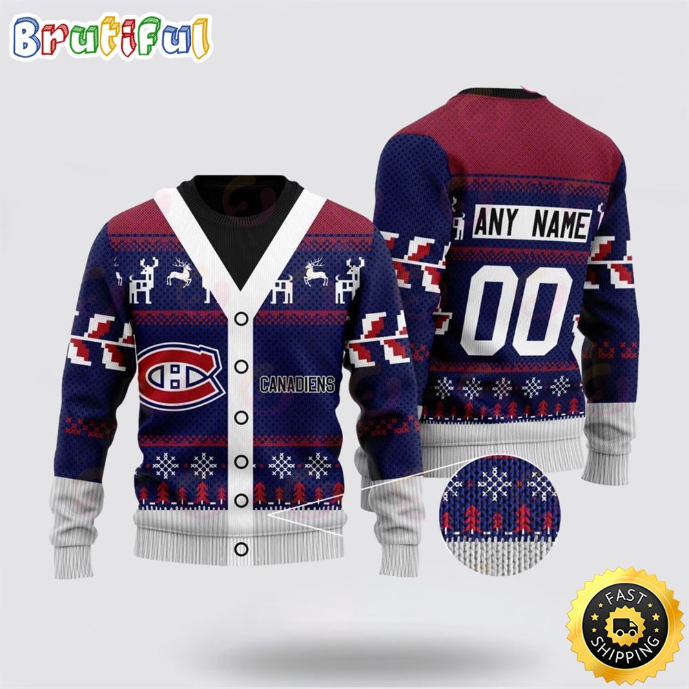 Sportswearmerch Montreal Canadiens NHL Elk Pattern Personalized Christmas Sweater For Fan