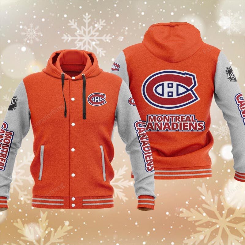 Sportswearmerch Montreal Canadiens NHL Personalized Hooded Baseball Jacket For Fan
