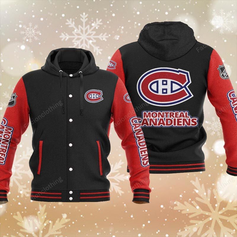 Sportswearmerch Montreal Canadiens NHL Personalized Hooded Baseball Jacket For Fan