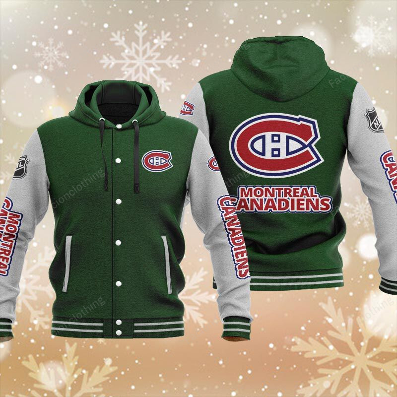 Sportswearmerch Montreal Canadiens NHL Personalized Hooded Baseball Jacket For Fan
