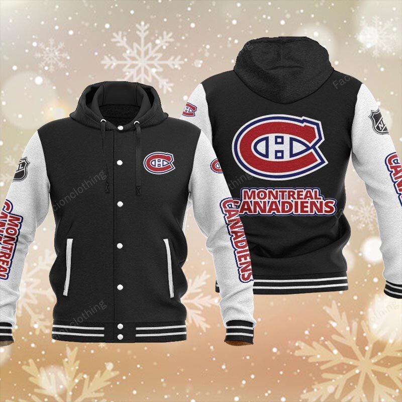 Sportswearmerch Montreal Canadiens NHL Personalized Hooded Baseball Jacket For Fan