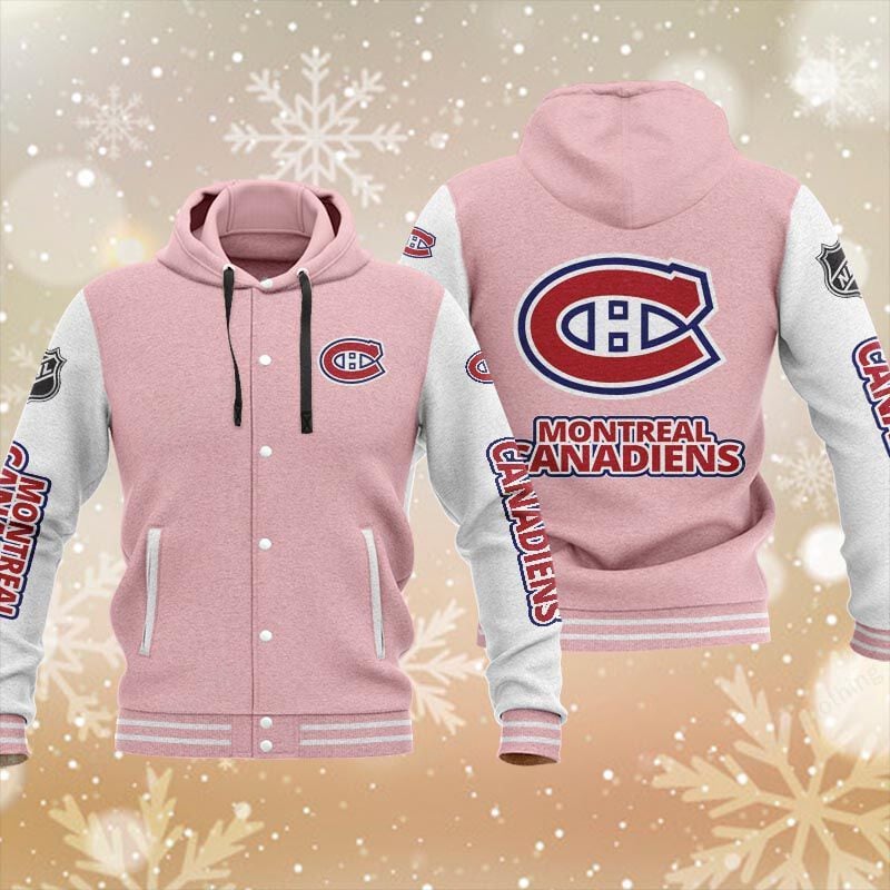 Sportswearmerch Montreal Canadiens NHL Personalized Hooded Baseball Jacket For Fan
