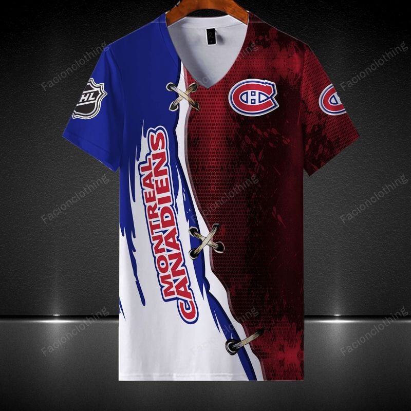 Sportswearmerch Montreal Canadiens NHL Personalized V-neck Women T-shirt For Fan