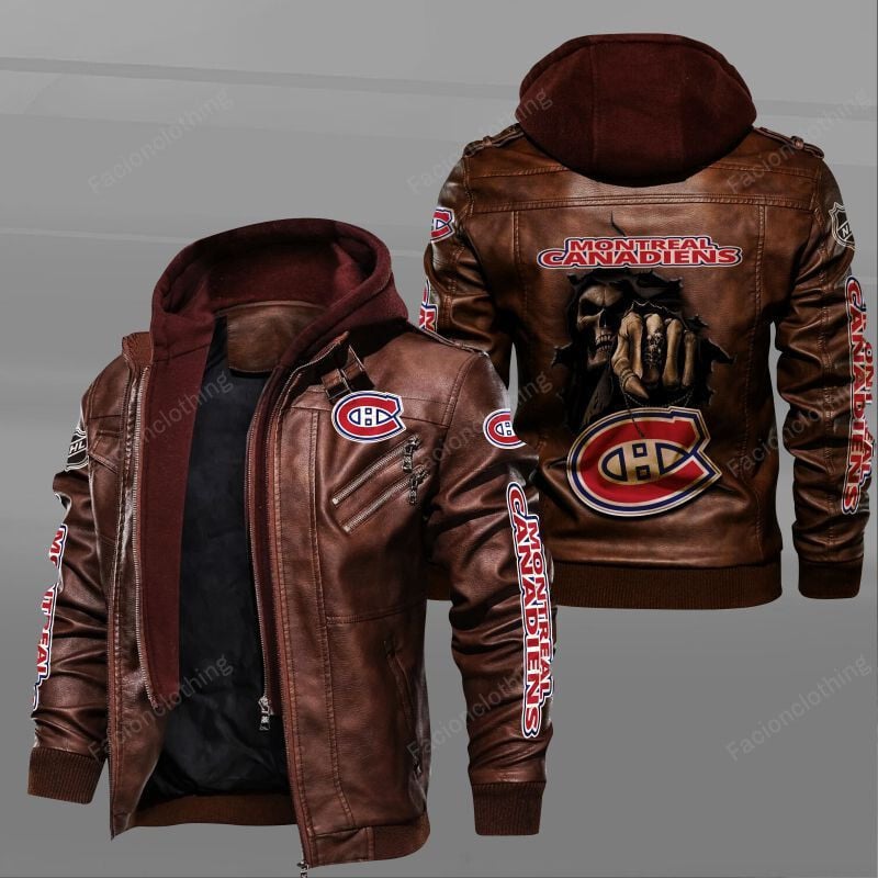 Sportswearmerch Montreal Canadiens NHL Personalized Zip Hoodie Leather Jacket For Fan