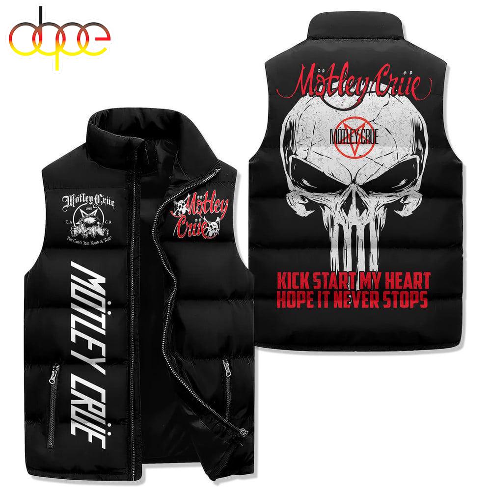 Sportswearmerch Motley Crue Music 2D Personalized Sleeveless Puffer Jacket Black For Fan