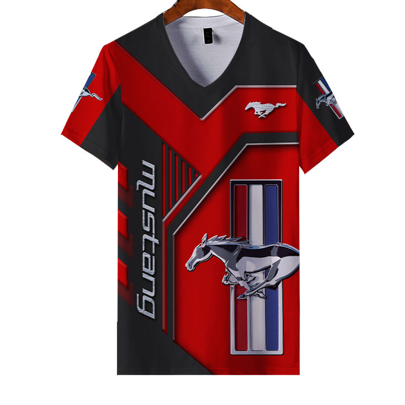 Sportswearmerch Mustang Car Personalized Fashion V-neck Women T-shirt For Fan