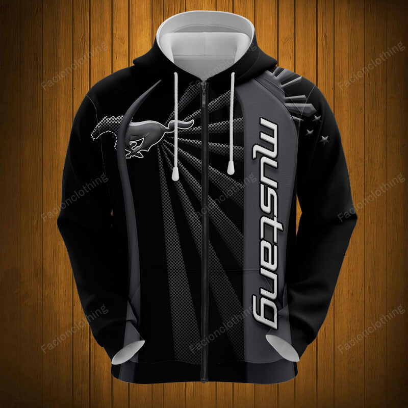 Sportswearmerch Mustang Car Personalized Fashion Zip Hoodie For Fan