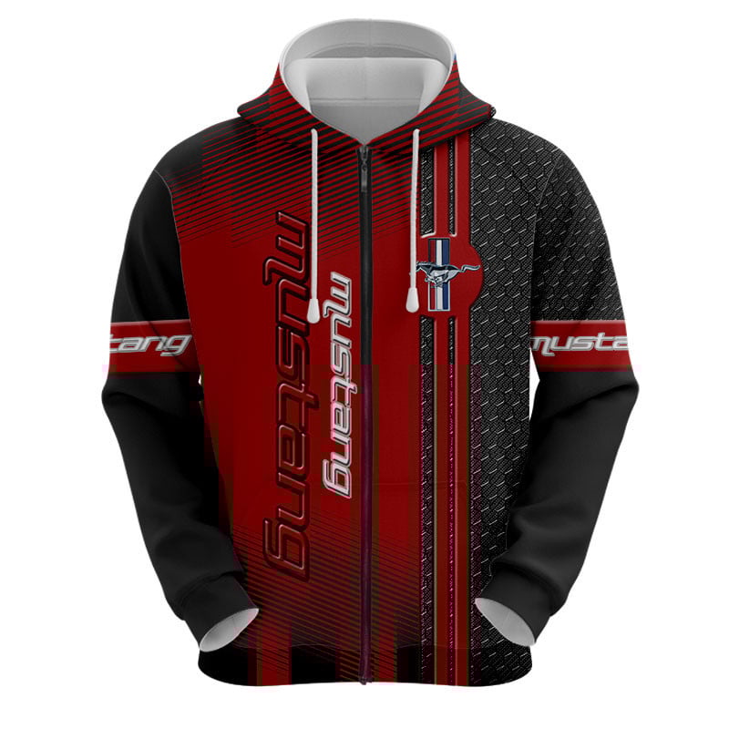 Sportswearmerch Mustang Car Personalized Fashion Zip Hoodie For Fan