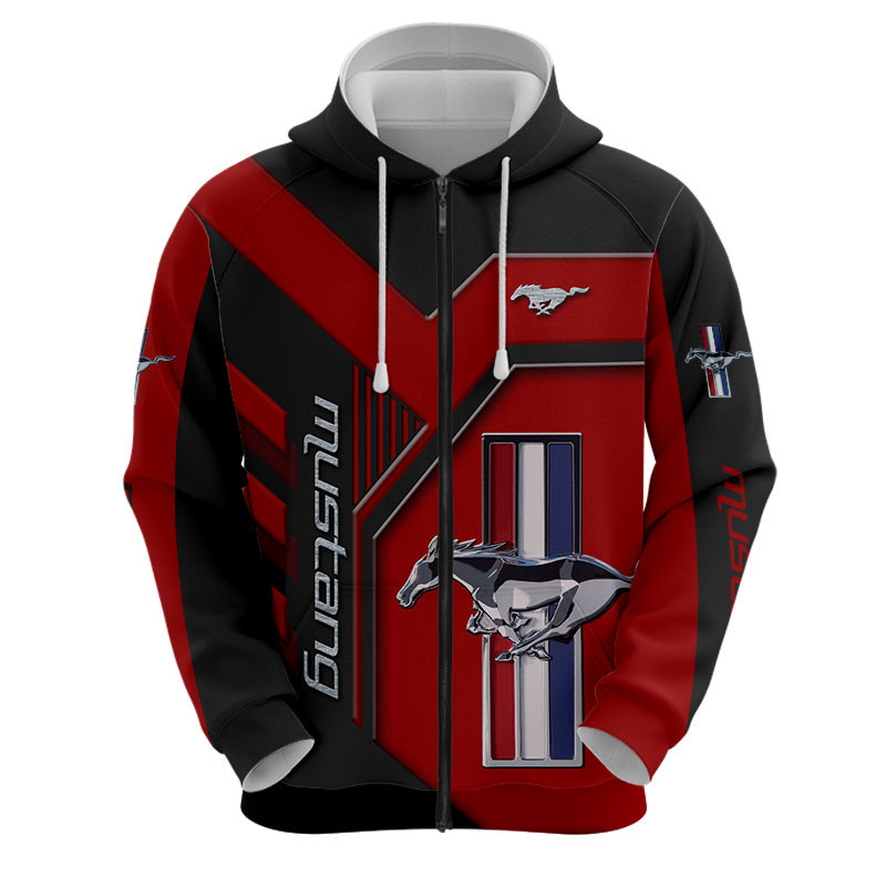 Sportswearmerch Mustang Car Personalized Fashion Zip Hoodie For Fan