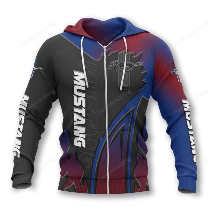 Sportswearmerch Mustang Car Personalized Zip Hoodie For Fan