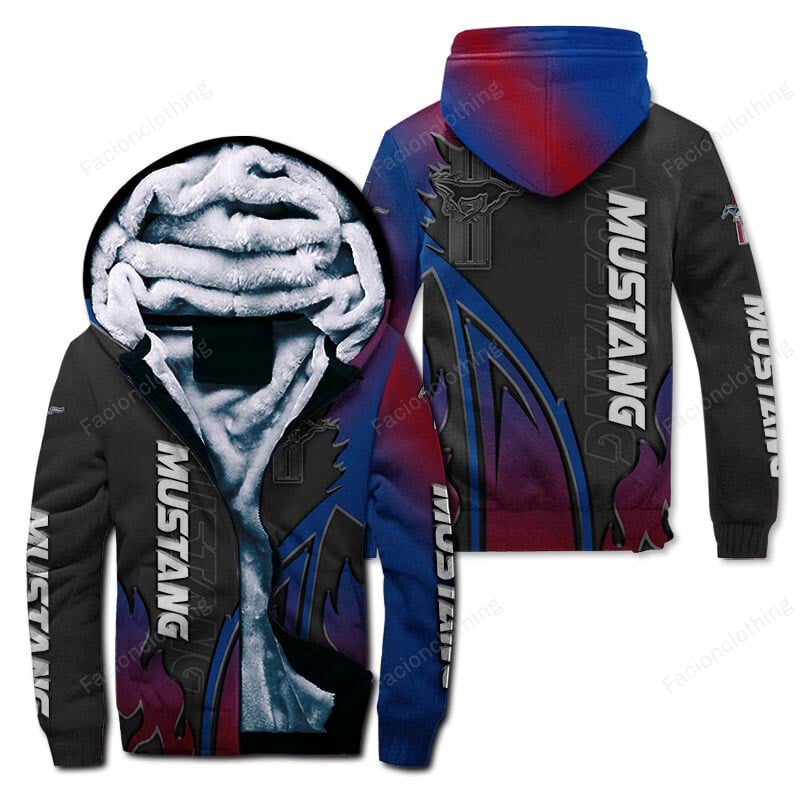 Sportswearmerch Mustang Car Personalized Zip Hoodie Velvet Hoodie For Fan