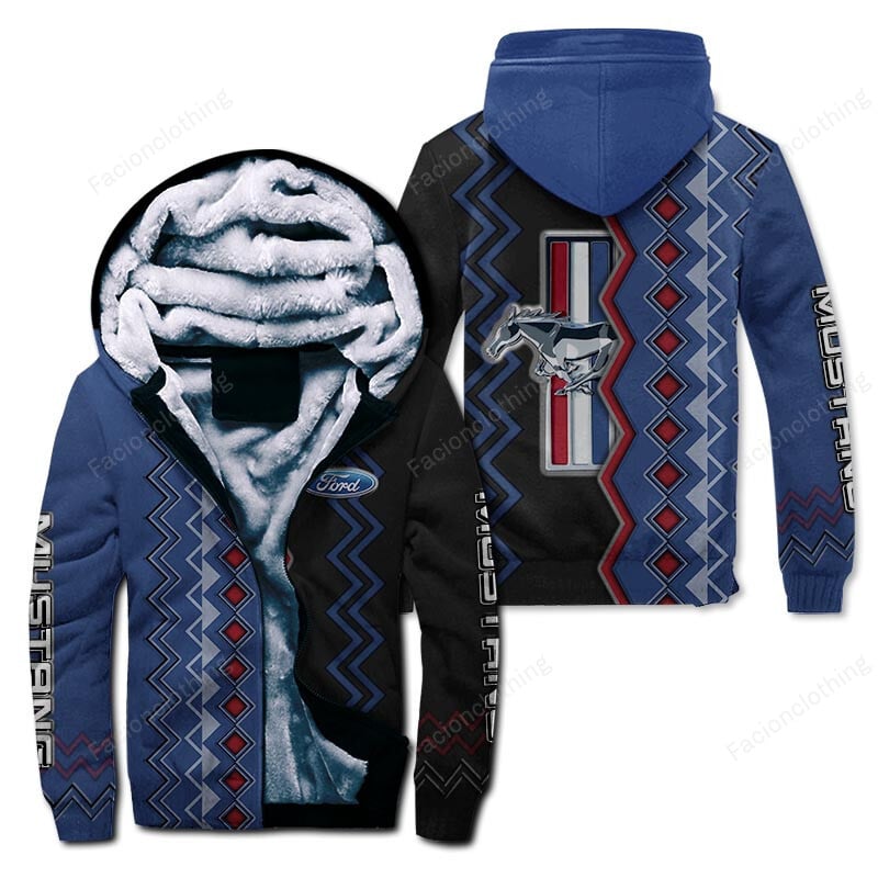 Sportswearmerch Mustang Car Personalized Zip Hoodie Velvet Hoodie For Fan