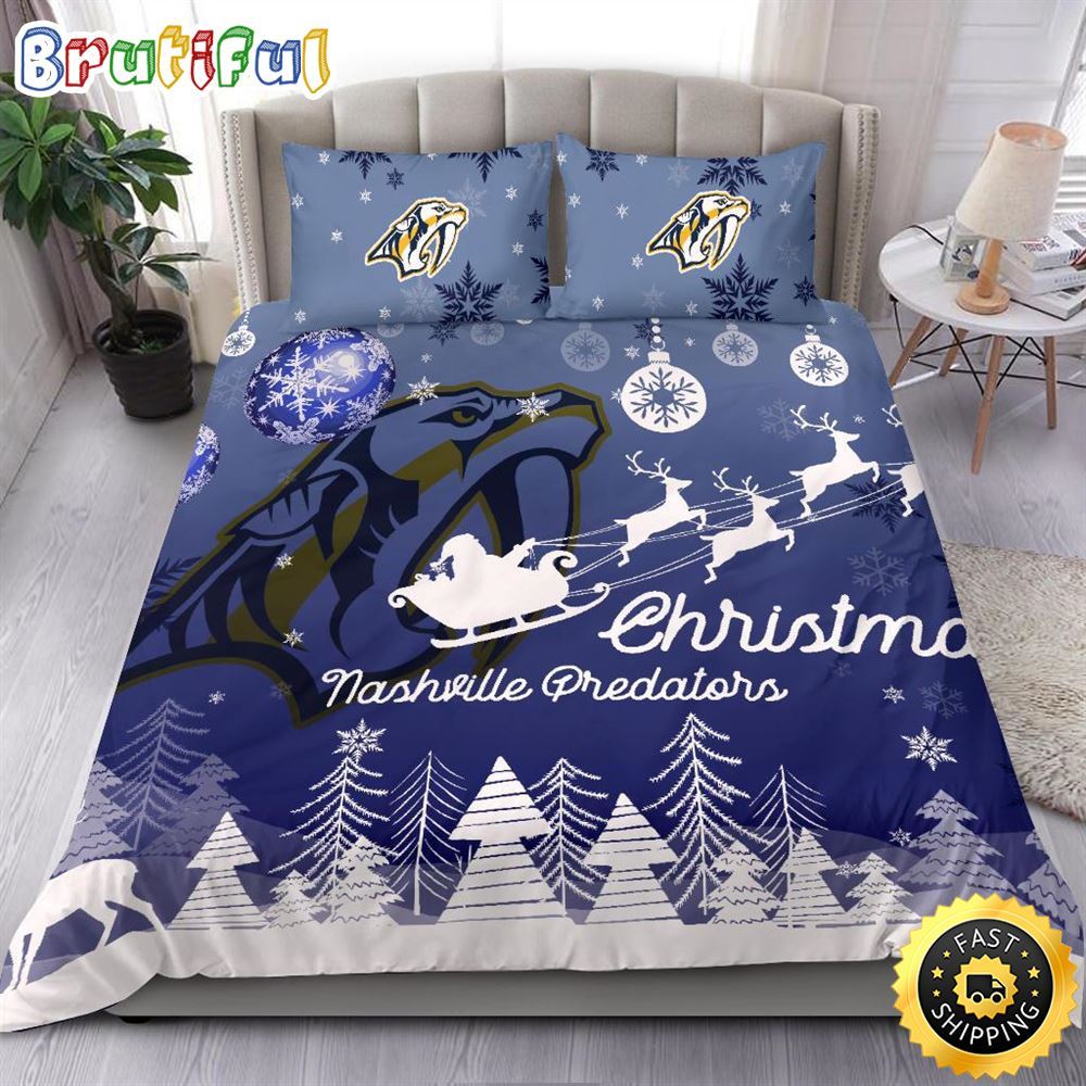 Sportswearmerch Nashville Predators NHL Christmas Bedding Sets For Fan