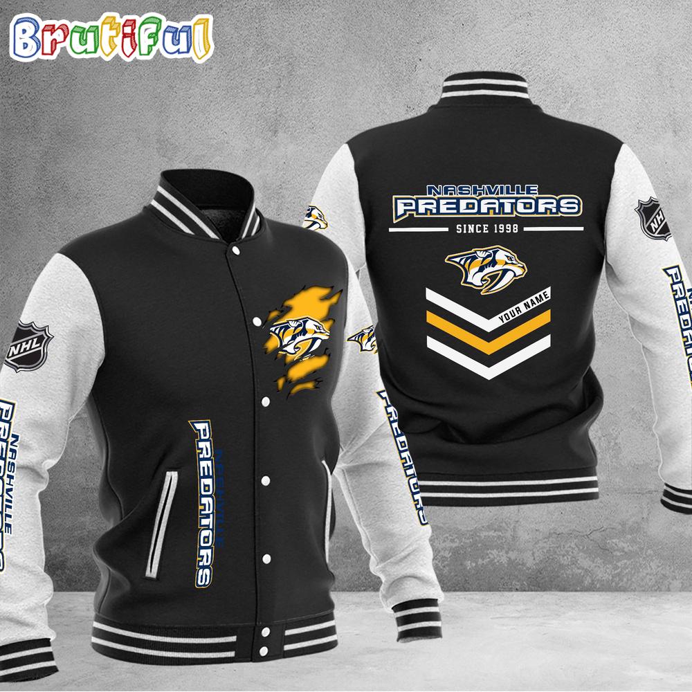 Sportswearmerch Nashville Predators NHL Personalized Baseball Jacket For Fan