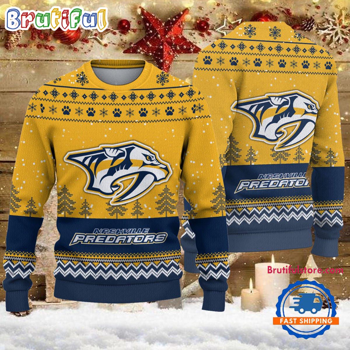 Sportswearmerch Nashville Predators NHL Personalized Christmas Sweater For Fan
