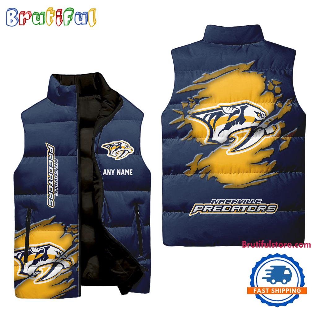 Sportswearmerch Nashville Predators NHL Personalized Sleeveless Puffer Jacket For Fan