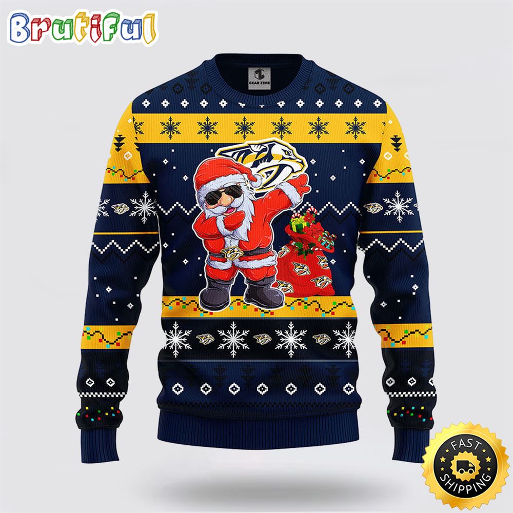 Sportswearmerch Nashville Predators NHL Santa Claus Ugly Christmas Sweater For Fan