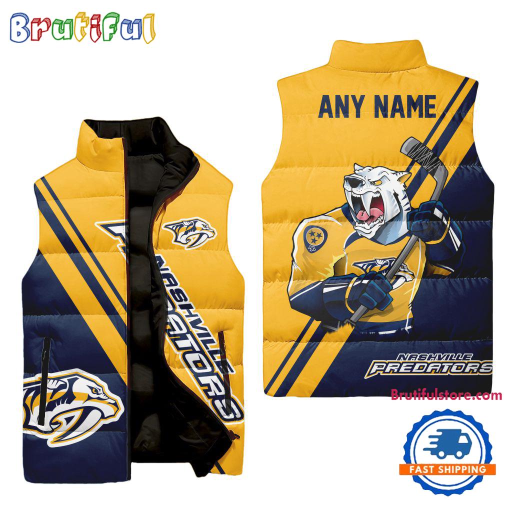 Sportswearmerch Nashville Predators NHL Sleeveless Puffer Jacket For Fan