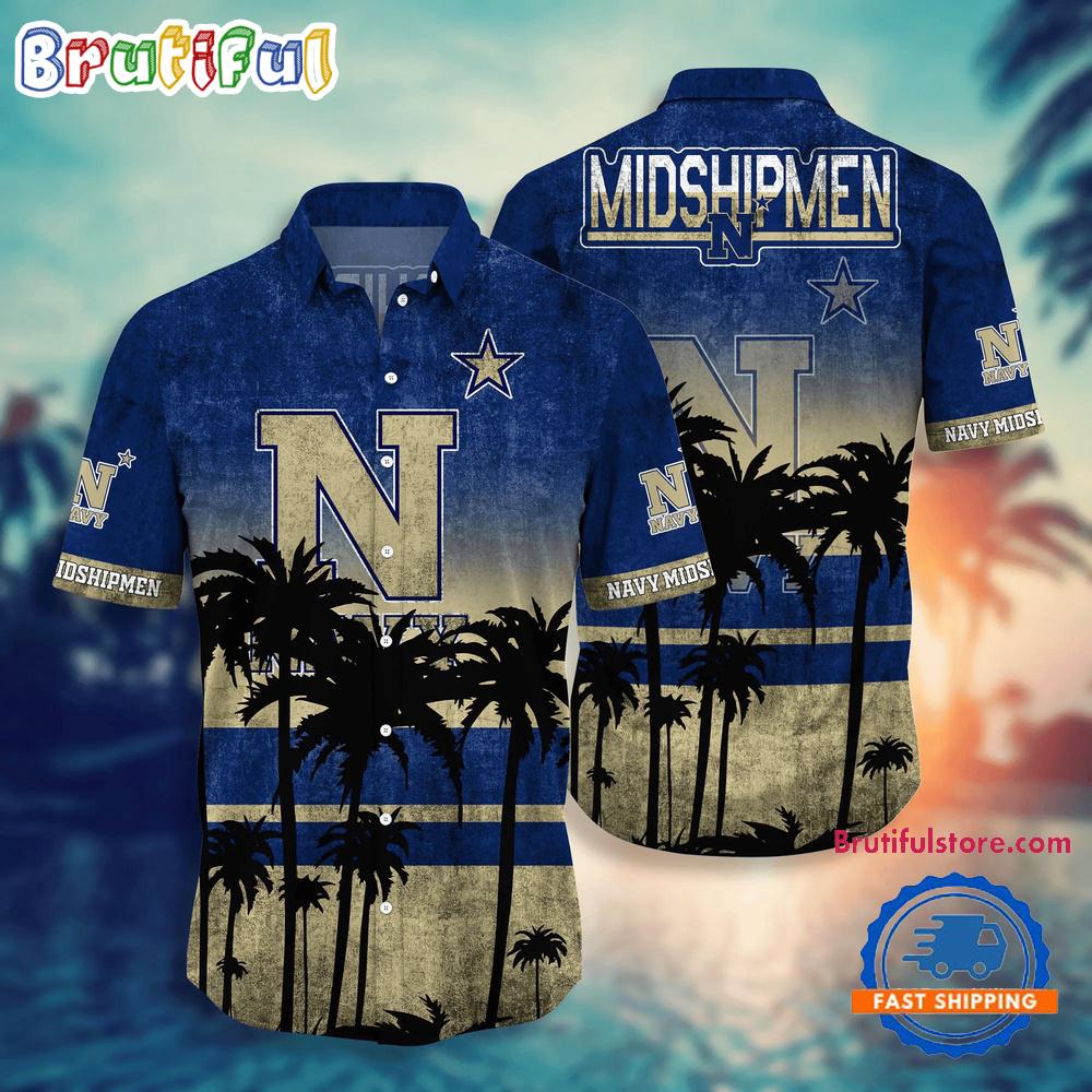 Sportswearmerch Navy Midshipmen NCAA Palm Tree Summer Beach Personalized Hawaiian Shirt For Fan