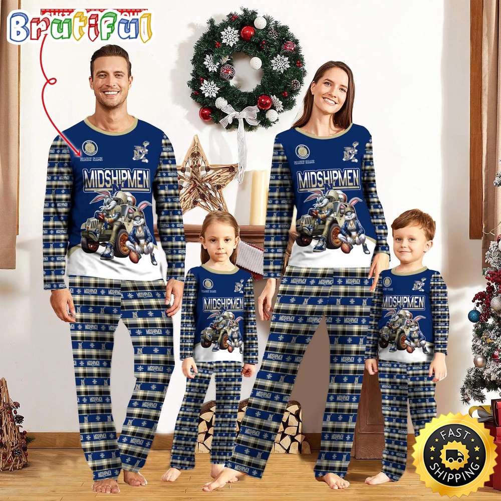 Sportswearmerch Navy Midshipmen NCAA Personalized Pajamas Family For Fan