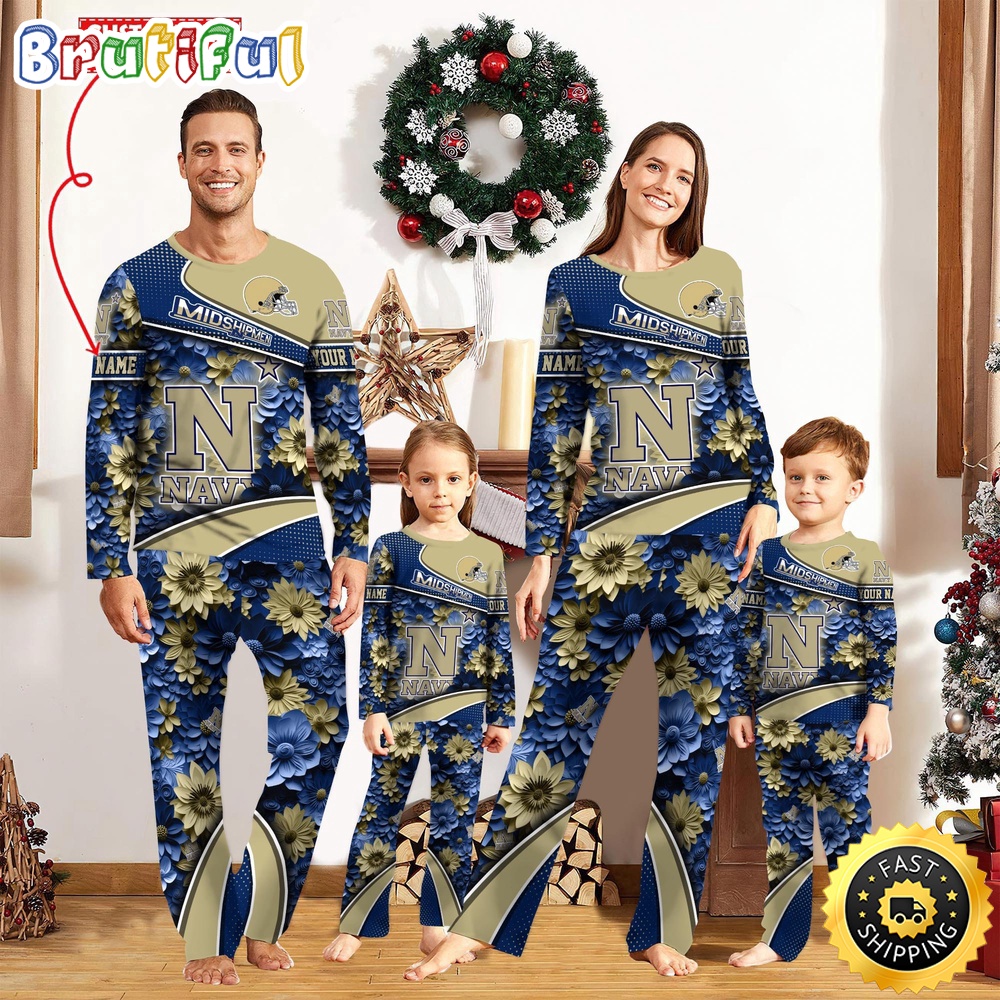 Sportswearmerch Navy Midshipmen NCAA Sport Fans Personalized Pajamas Family For Fan
