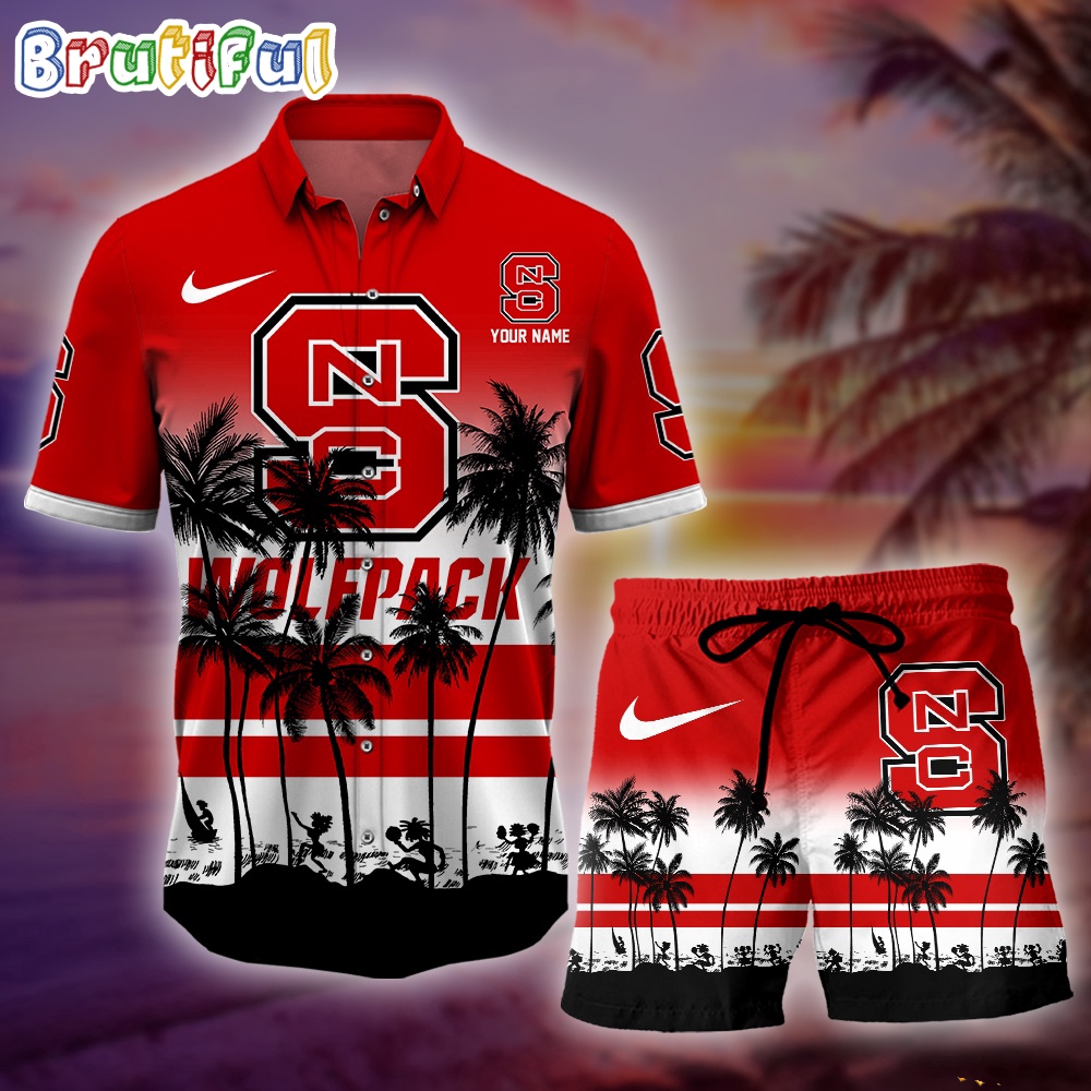 Sportswearmerch NC State Wolfpack NCAA Palm Tree Summer Personalized Set Short Set For Fan