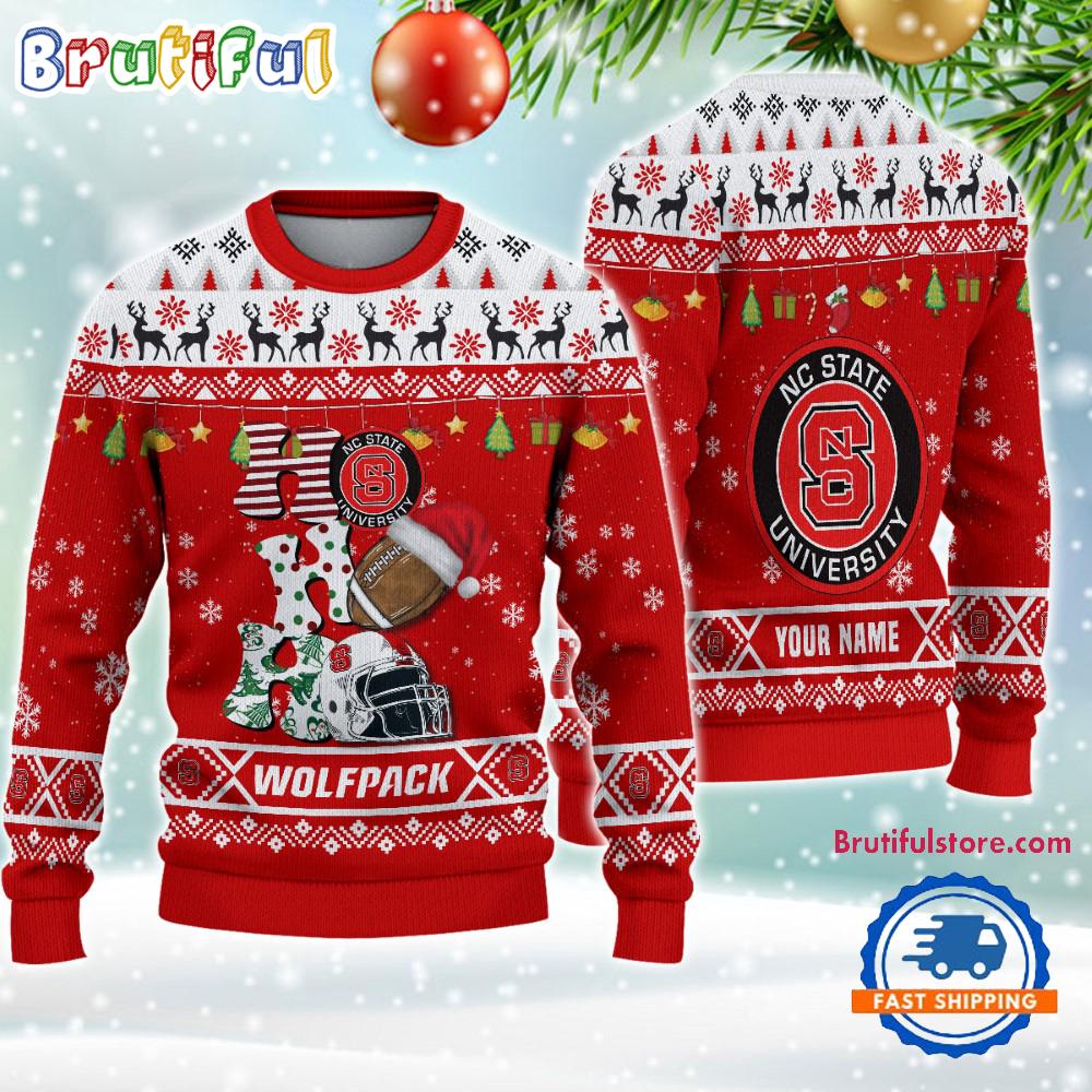 Sportswearmerch NC State Wolfpack NCAA Personalized Christmas Sweater For Fan