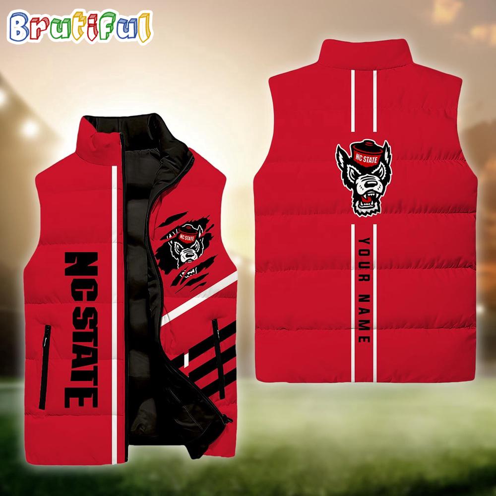 Sportswearmerch NC State Wolfpack NCAA Personalized Sleeveless Down Puffer Jacket For Fan