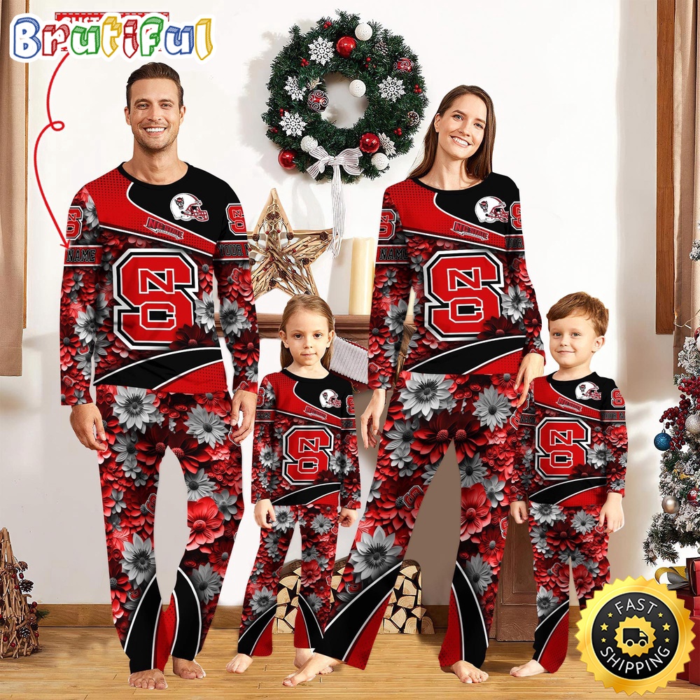 Sportswearmerch NC State Wolfpack NCAA Sport Fans Personalized Pajamas Family For Fan