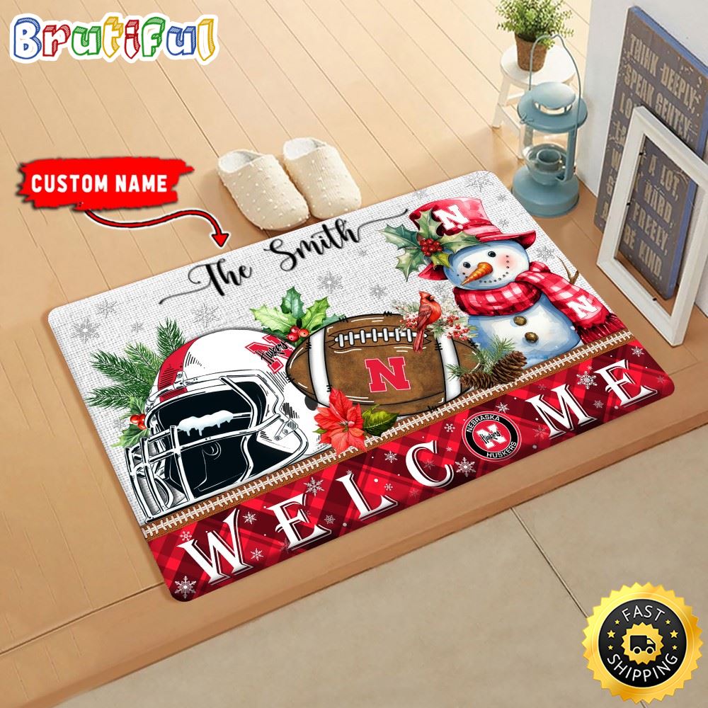 Sportswearmerch Nebraska Cornhuskers NCAA Christmas Doormat For Fan