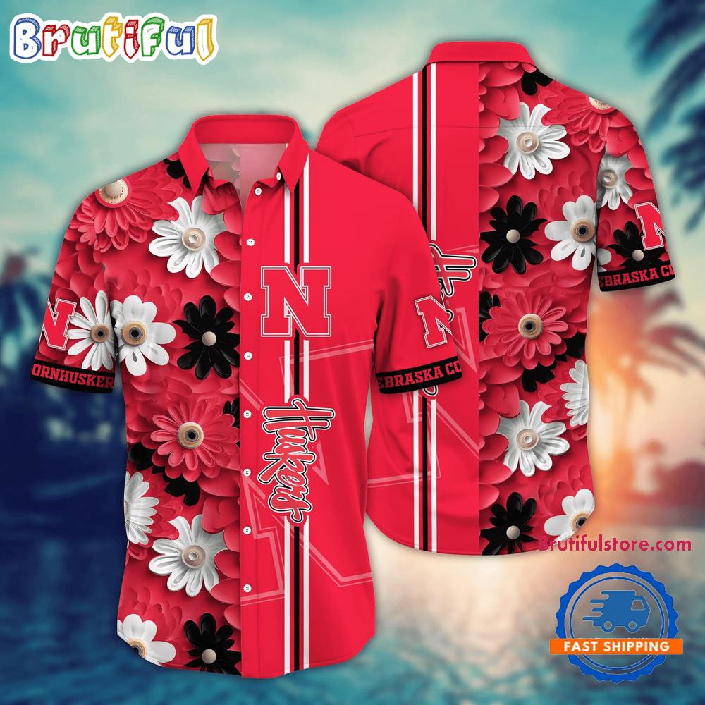 Sportswearmerch Nebraska Cornhuskers NCAA Flower Summer Personalized Hawaiian Shirt For Fan