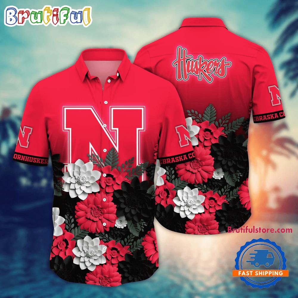 Sportswearmerch Nebraska Cornhuskers NCAA Flower Tropical Summer Beach Hawaiian Shirt For Fan