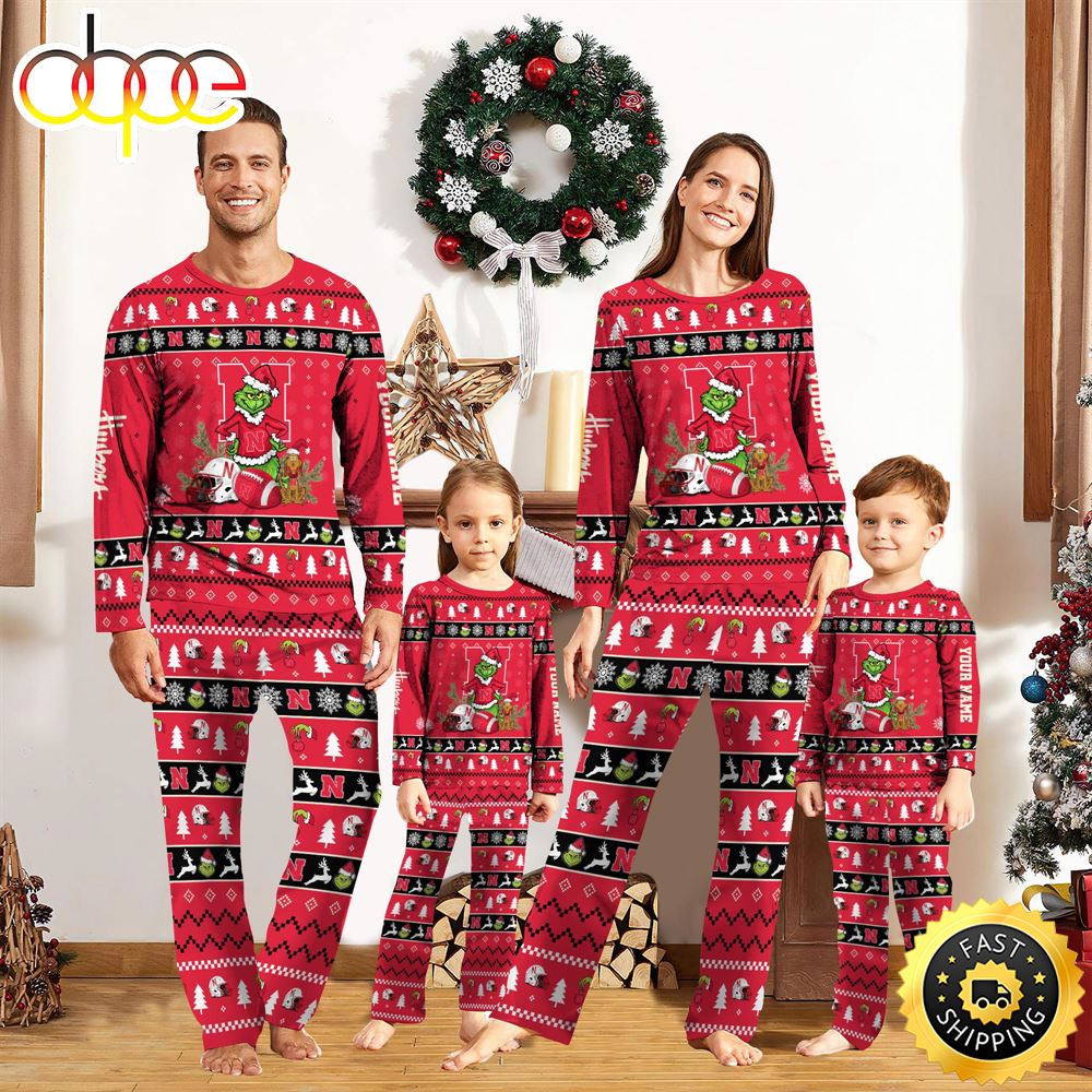 Sportswearmerch Nebraska Cornhuskers NCAA Grinch Christmas Personalized Pajamas For Fan