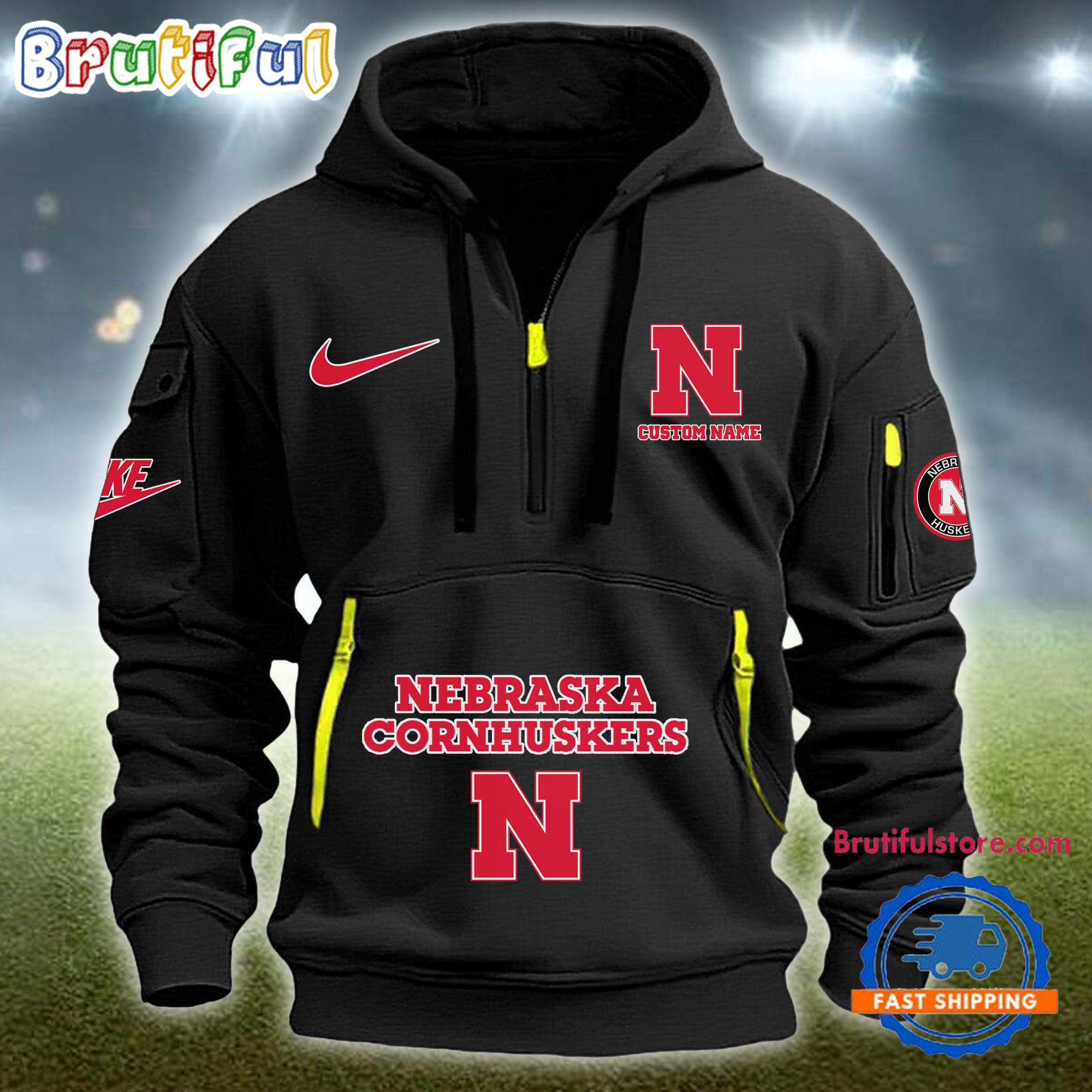 Sportswearmerch Nebraska Cornhuskers NCAA Half Zip Hoodie For Fan