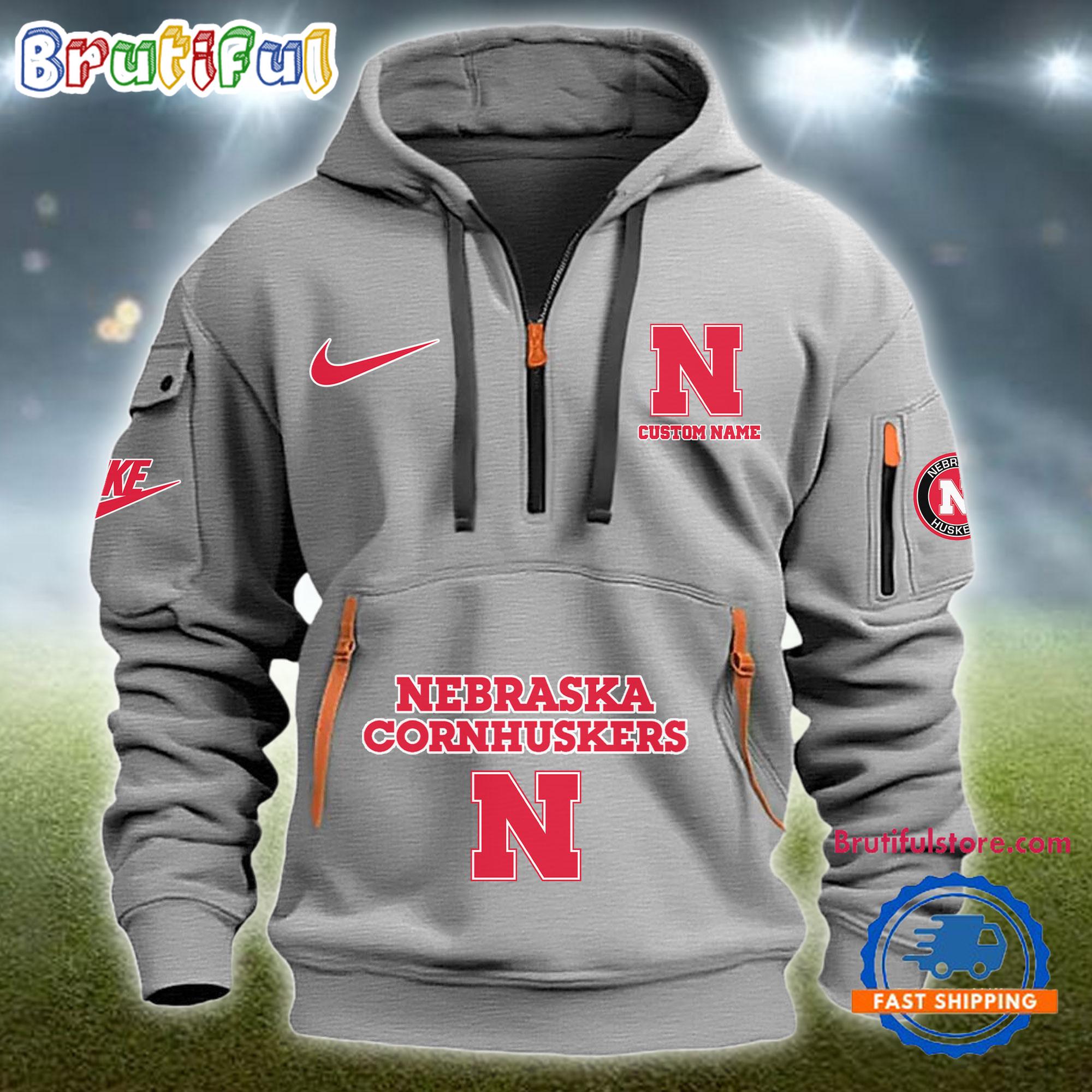 Sportswearmerch Nebraska Cornhuskers NCAA Half Zip Hoodie For Fan