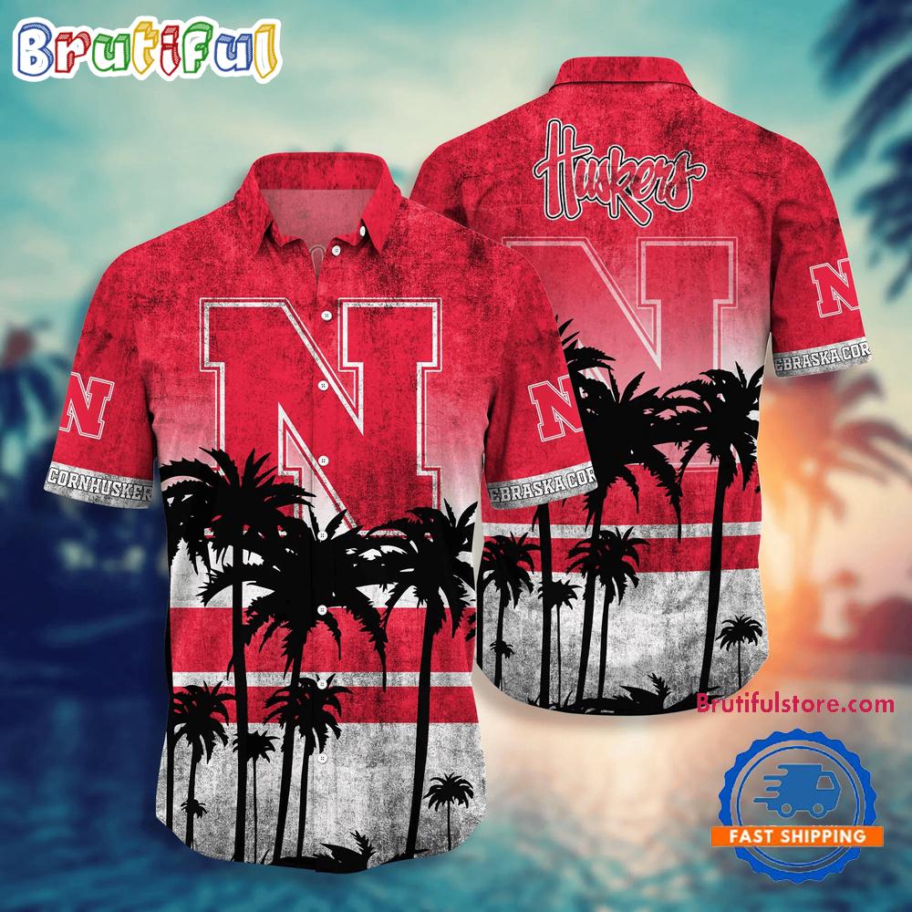 Sportswearmerch Nebraska Cornhuskers NCAA Palm Tree Summer Beach Personalized Hawaiian Shirt For Fan
