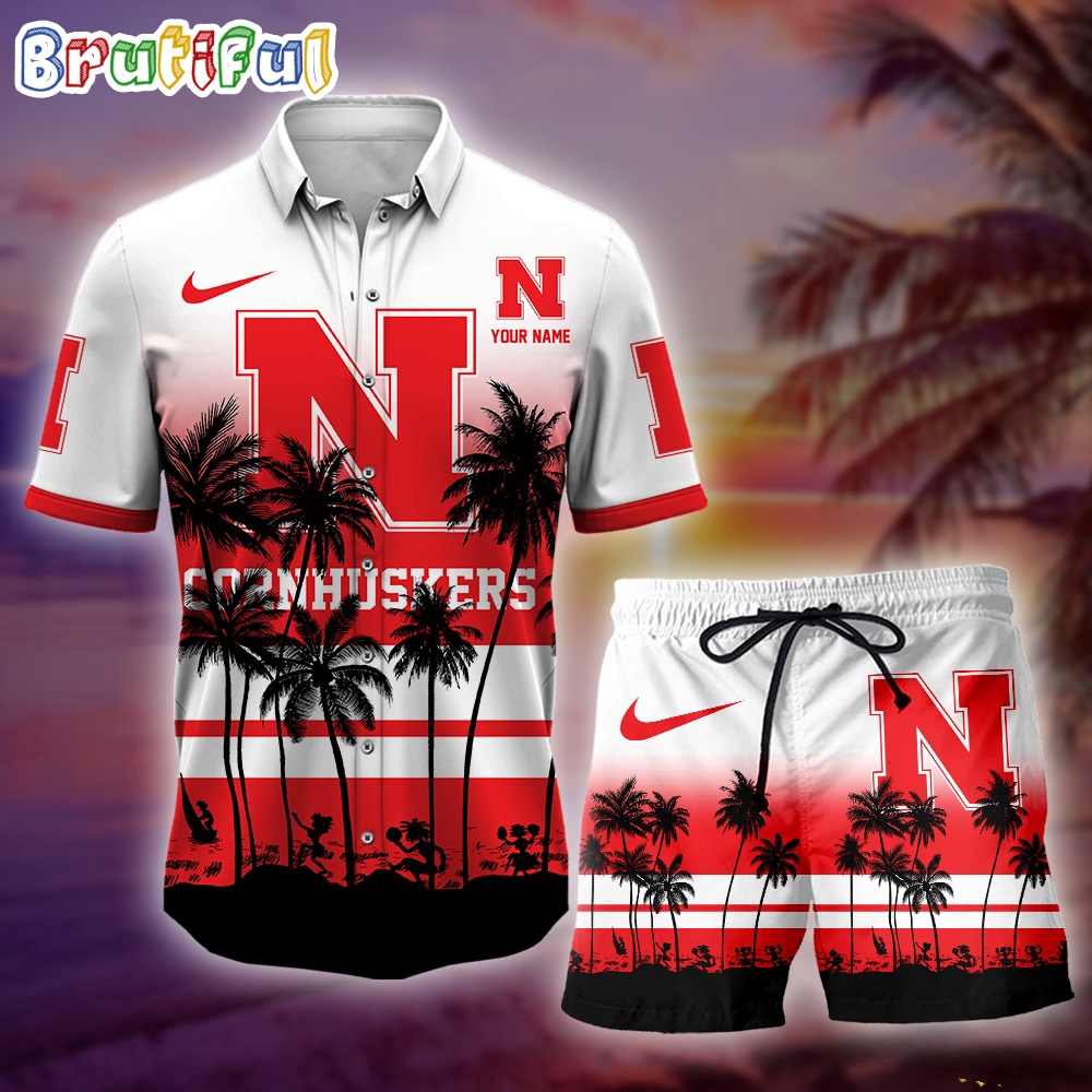 Sportswearmerch Nebraska Cornhuskers NCAA Palm Tree Summer Personalized Set Short Set For Fan