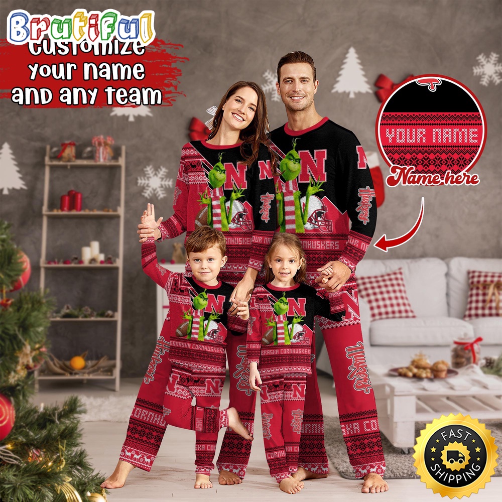 Sportswearmerch Nebraska Cornhuskers NCAA Personalized Pajamas Family For Fan