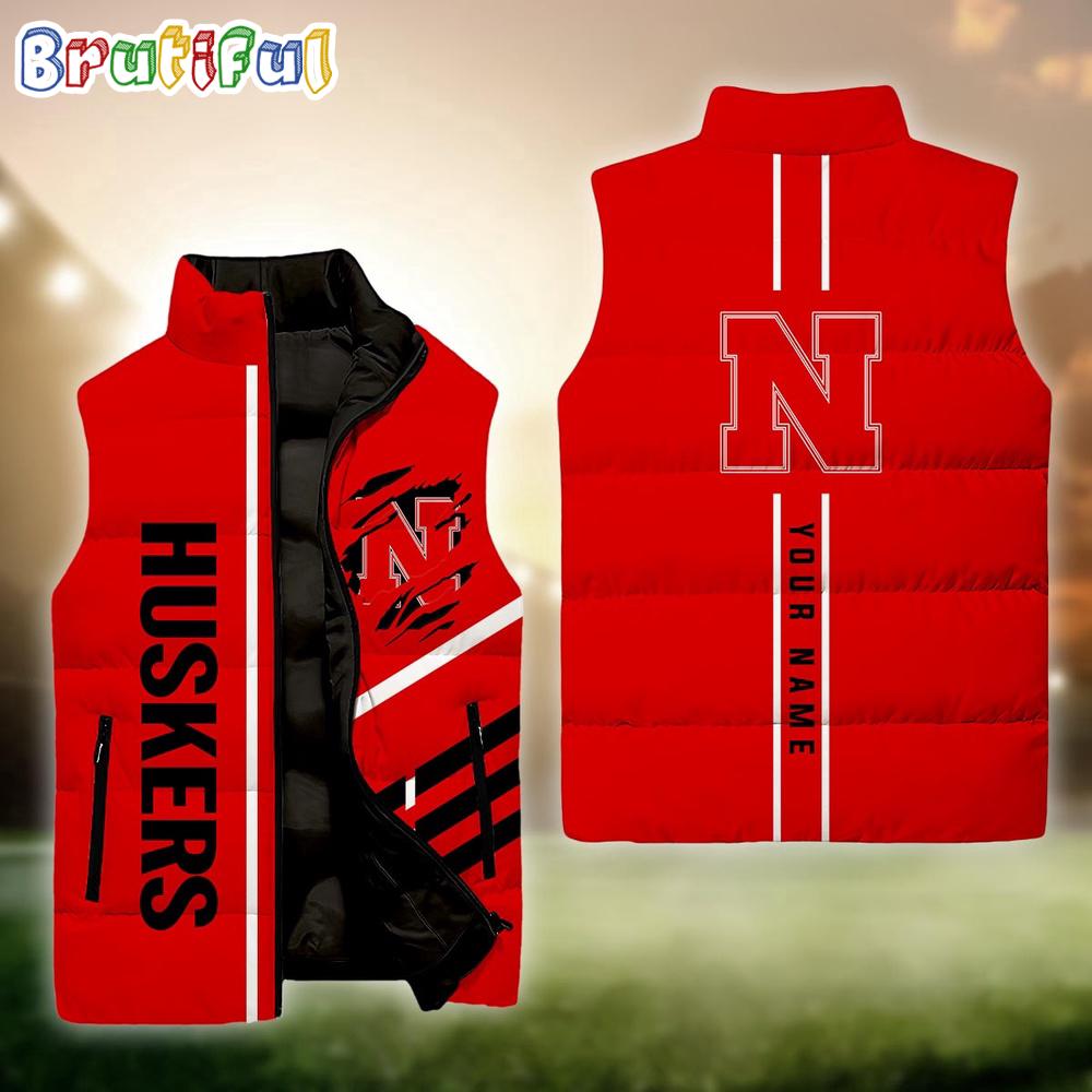 Sportswearmerch Nebraska Cornhuskers NCAA Personalized Sleeveless Down Puffer Jacket For Fan